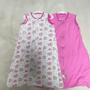 Pink and White Heart 100%Cotton Sleep Sack Size Large 12-18 months EUC